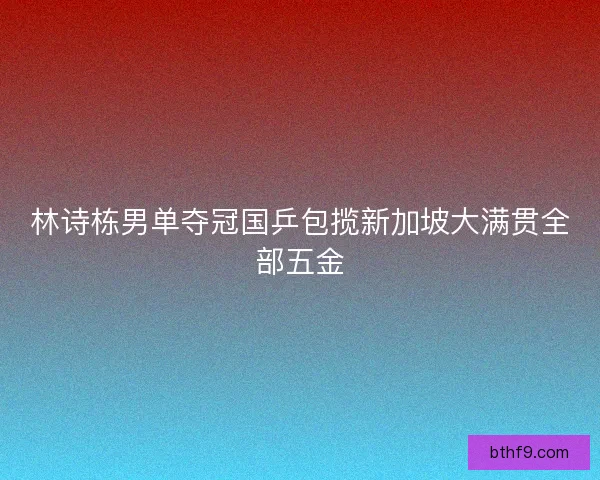 林诗栋男单夺冠国乒包揽新加坡大满贯全部五金