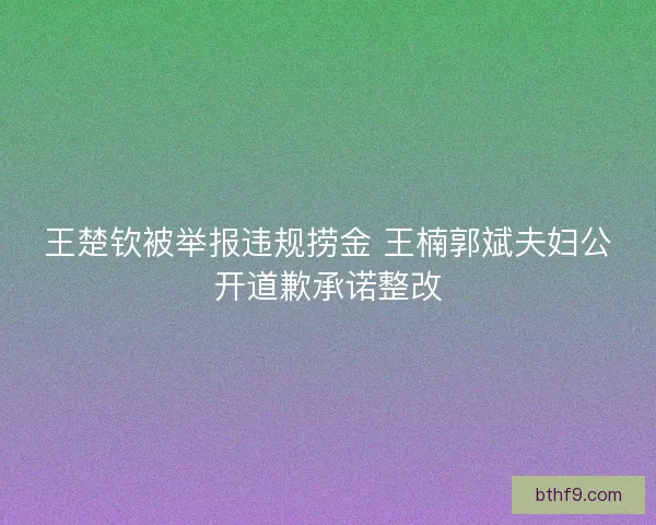 王楚钦被举报违规捞金 王楠郭斌夫妇公开道歉承诺整改