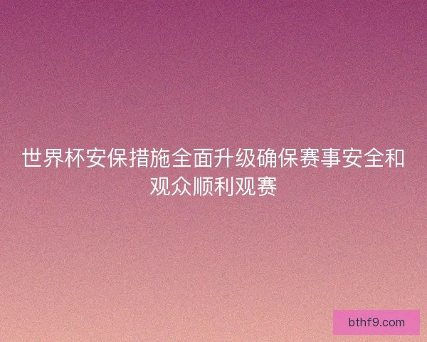 世界杯安保措施全面升级确保赛事安全和观众顺利观赛
