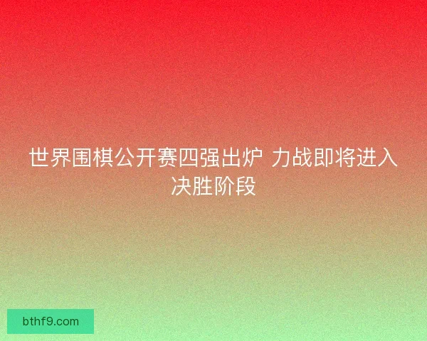 世界围棋公开赛四强出炉 力战即将进入决胜阶段
